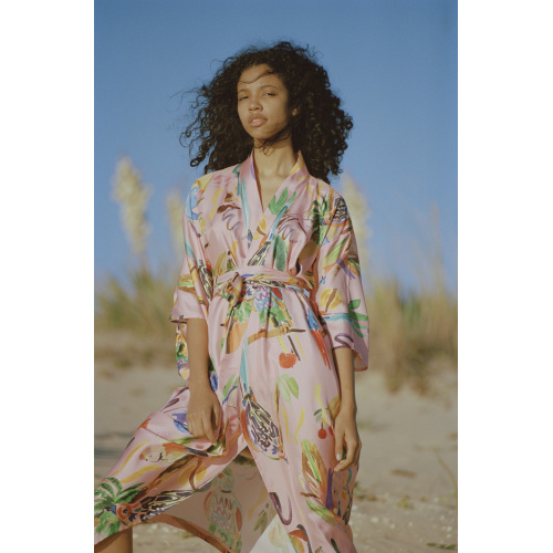 PERRUCHES ROSES KIMONO