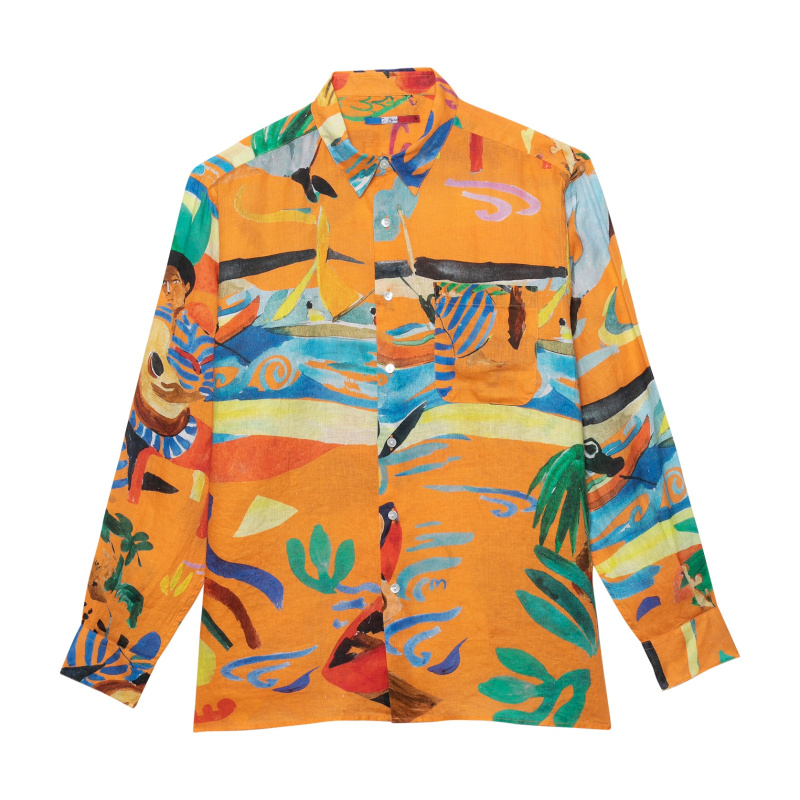 CHEMISE EN LIN ORANGE BOAT MUSIC