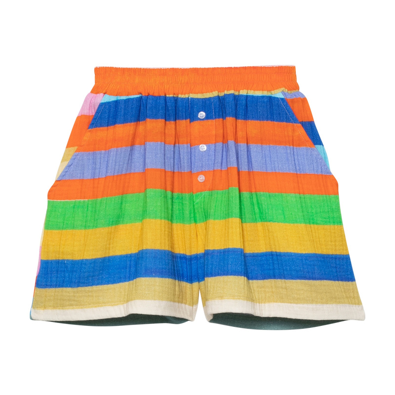 PINK STRIPES ONE COTTON GAUZE SHORTS