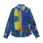 AQUA PAINT BLUE COTTON SILK SHIRT