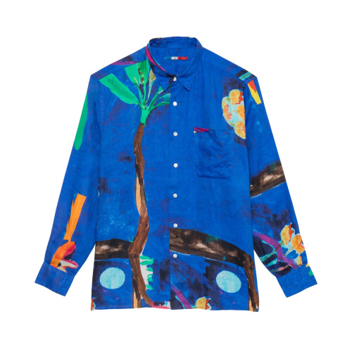 AQUA PAINT BLUE LINEN SHIRT