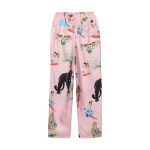 JUNGLE SAUVAGE PINK SILK TROUSERS