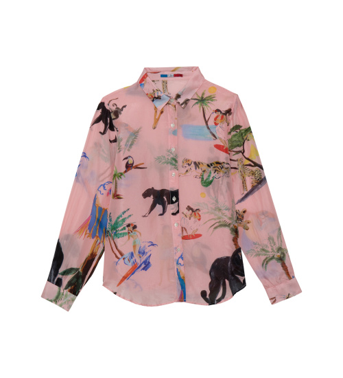 CHEMISE EN SOIE ANIMAL PINK PARTY