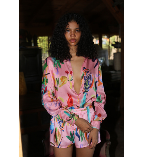 PERRUCHES ROSE SILK SHIRT