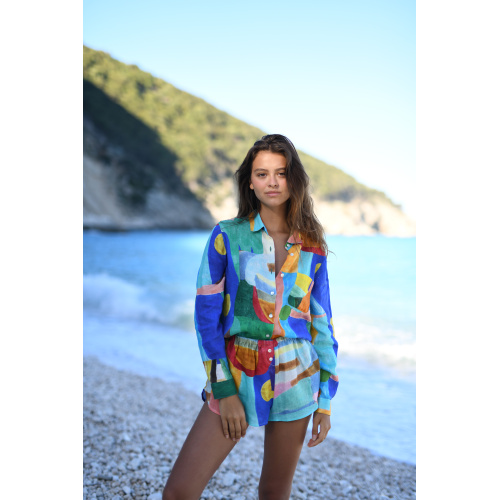 SHORT EN LIN METISSE