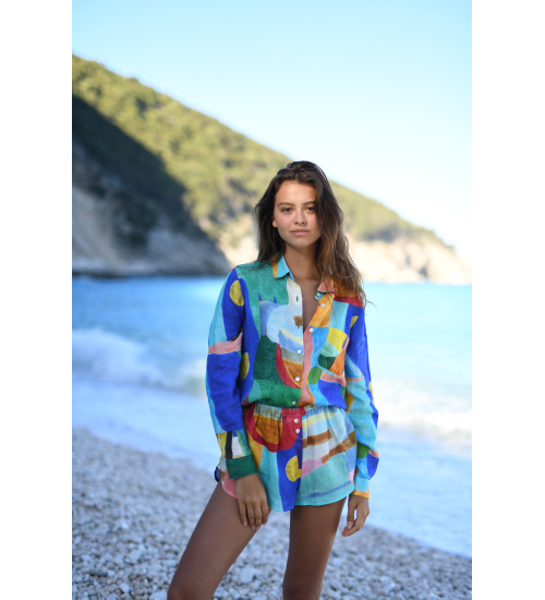 SHORT EN LIN METISSE