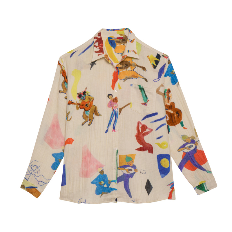 CHEMISE EN GAZE DE COTON MUSIC CUT