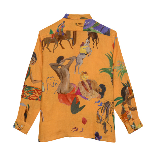 FEMME LUXE ORANGE LINEN SHIRT