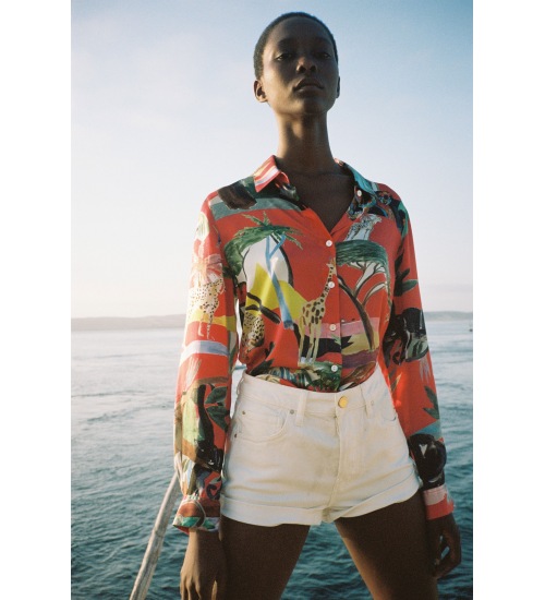 Jungle Sauvage Red SILK SHIRT