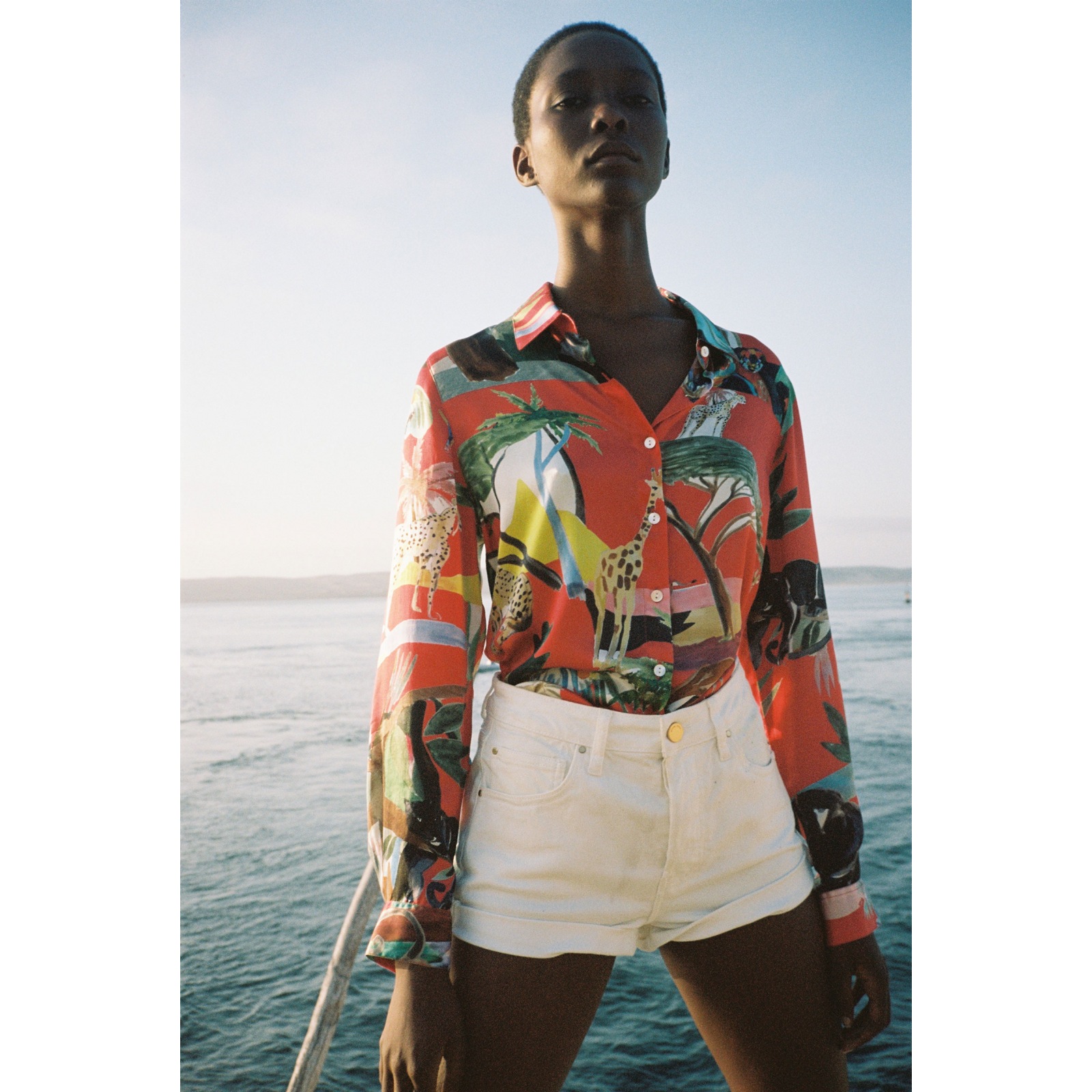 Chemise en soie imprime Jungle Rouge GKERO