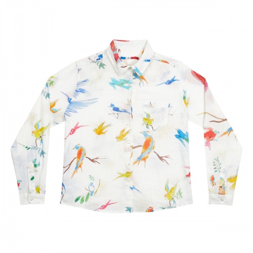 Chemise en Lin Flying Birds